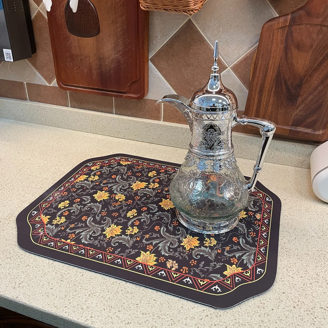 新款蓝色加厚硅藻泥茶杯沥水垫茶桌垫免水洗