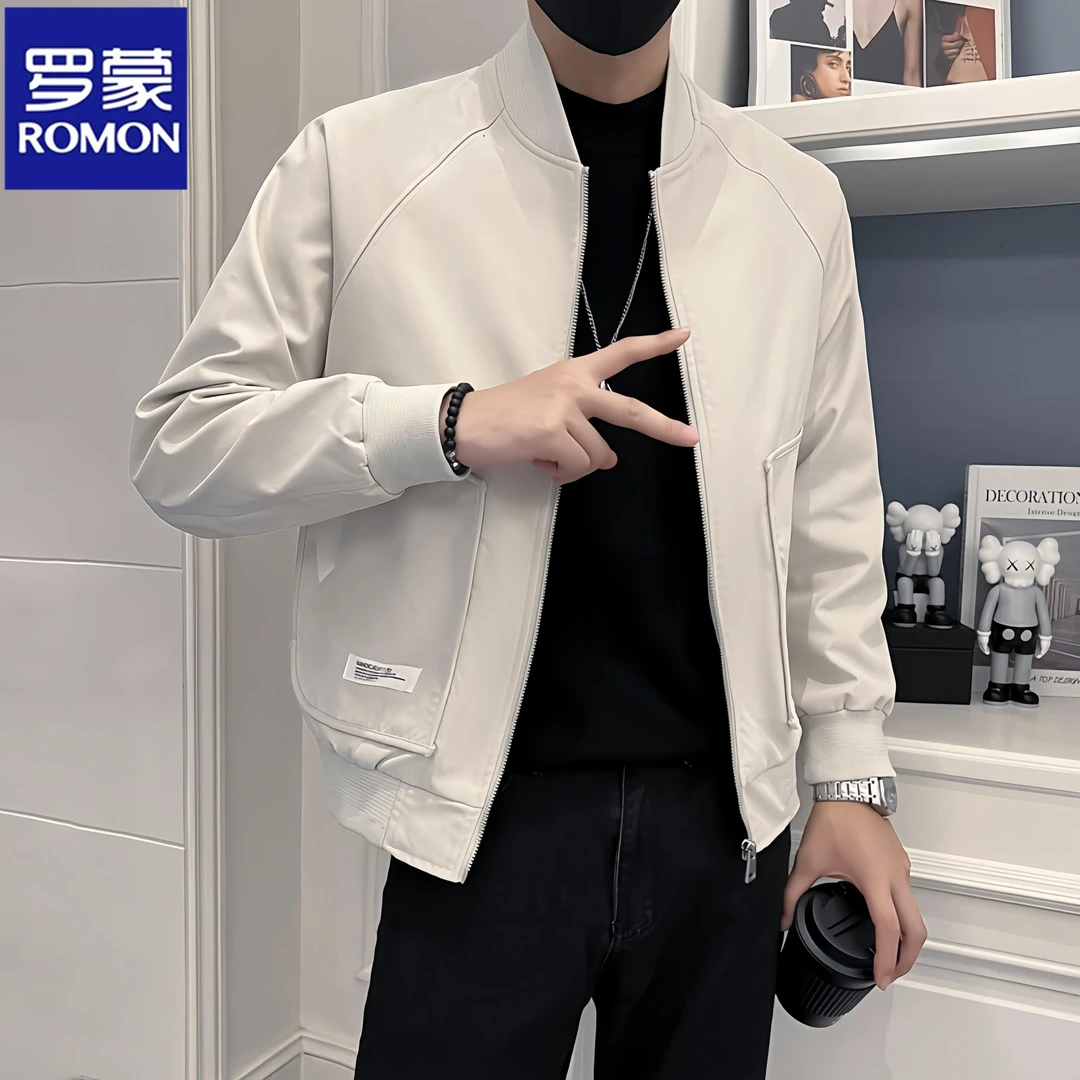 Romon/罗蒙棒球服外套男士春秋季潮牌潮流休闲衣服工装夹克百搭潮