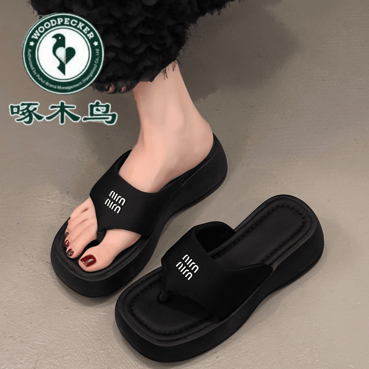 啄木鸟人字拖鞋女外穿松糕增高夏季凉鞋厚底休闲高级感沙滩凉拖