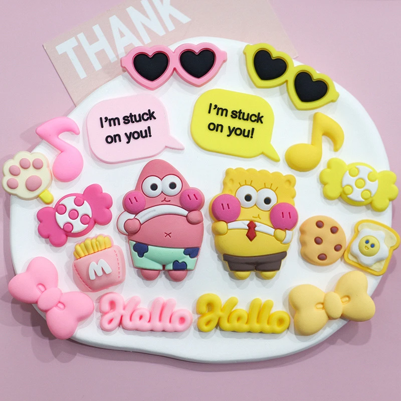 海绵宝宝派大星个性diy手机壳水杯贴冰箱贴洞洞鞋扣发卡套装饰品