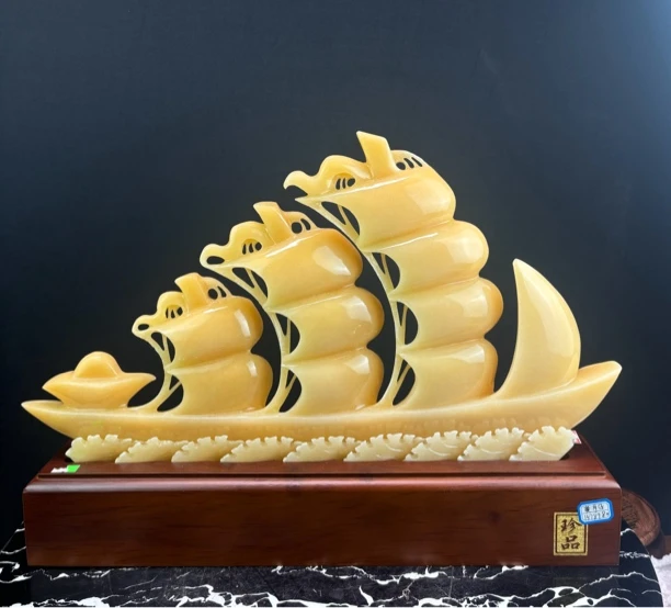 一帆风顺 顺风顺水金田黄帆船