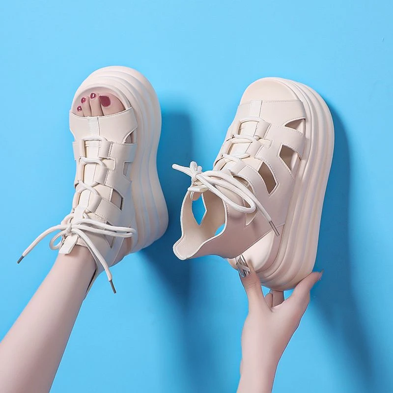 2025新款夏时尚网红女洋气爆款轻便外出休闲超软高帮松糕底凉鞋女