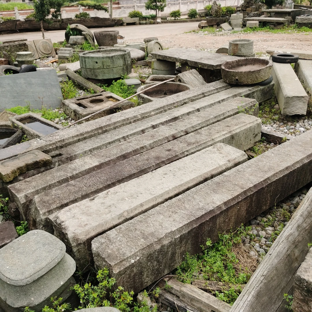 日式中式庭院别墅茶室石头条老物茶园石装饰