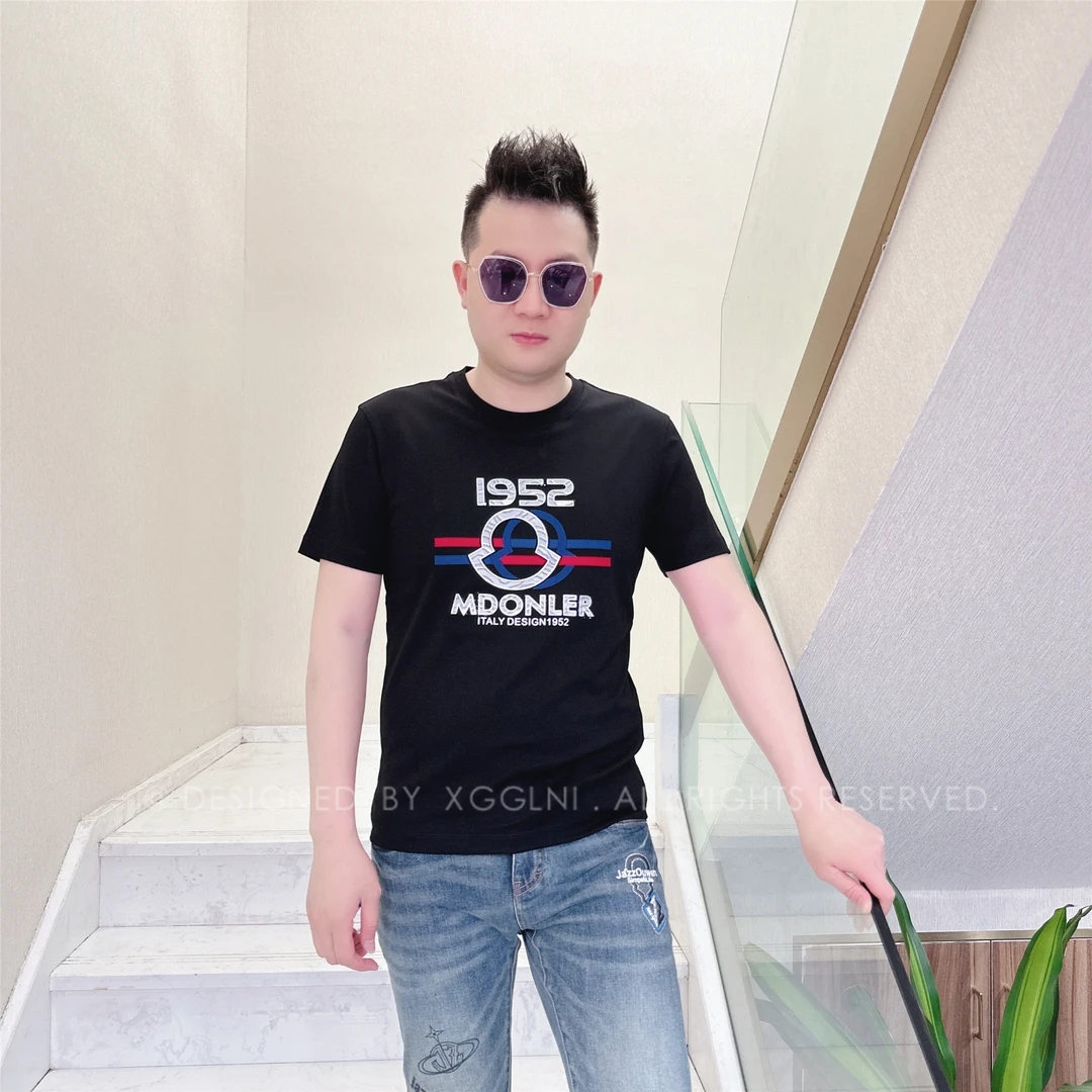 （活动款）春夏款NL蓝红串带银色字男士品质高端轻奢洋气短袖t恤潮