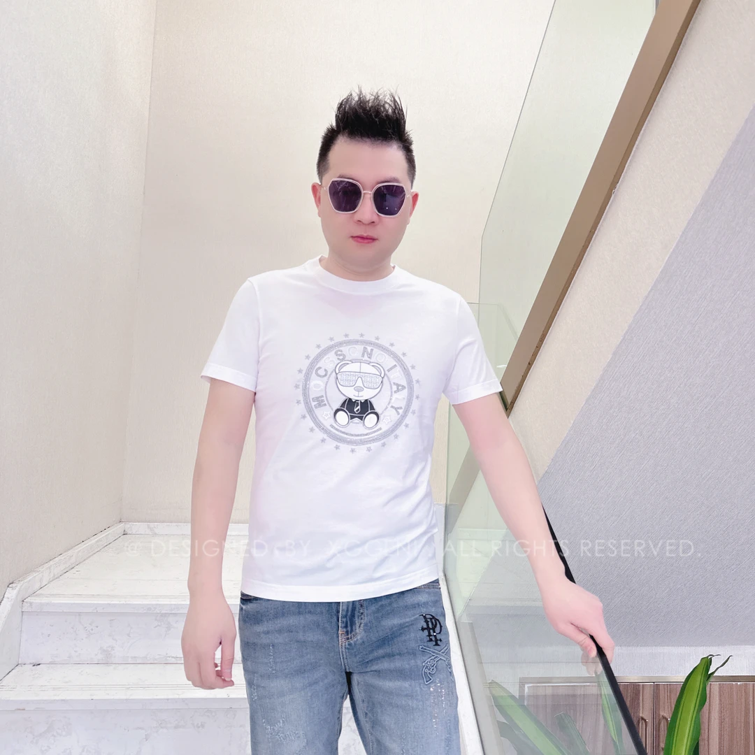 （活动款）MOCSS穿黑衣的小熊男士品质高端轻奢洋气上档次短袖t恤潮