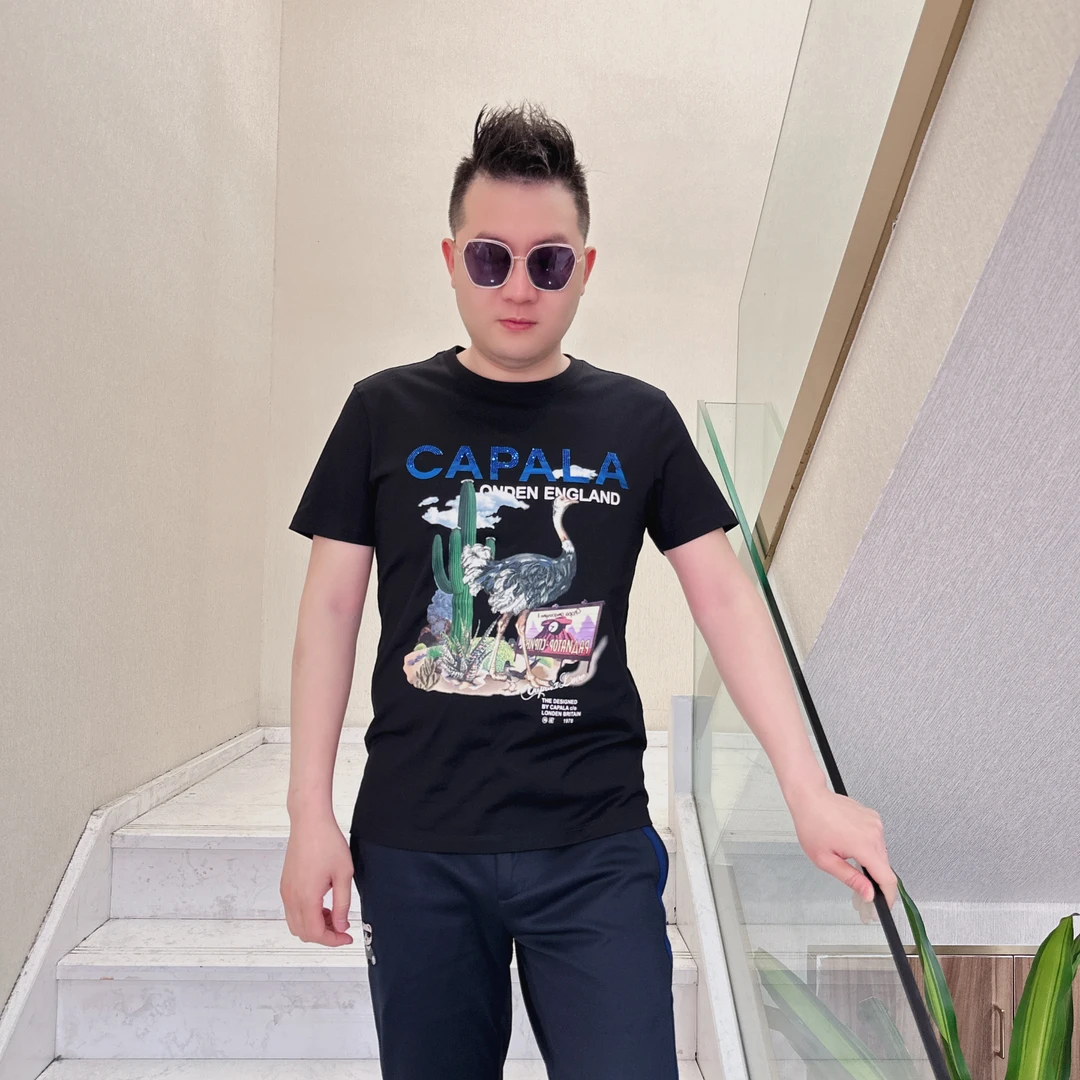 春夏款CPL一只大鸵鸟男士时尚品质高端轻奢洋气上档次短袖潮t恤