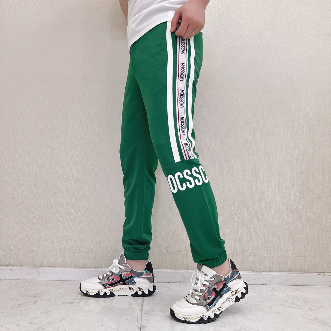 春夏款MOCSS单边条纹字母男士品质高端轻奢洋气上档次潮牌休闲裤