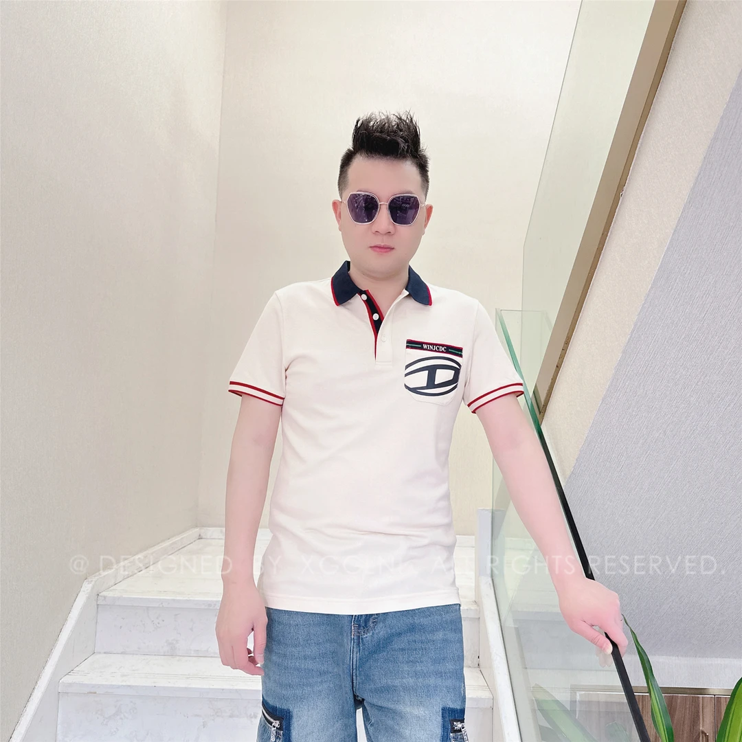 夏季款JCDC胸前口袋大圈A男士品质高端轻奢洋气上档次短袖POLO衫