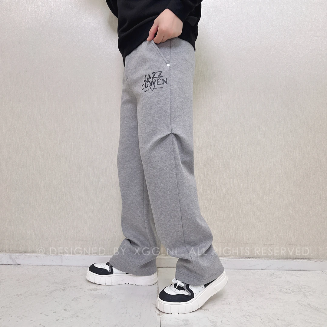 冬季款JAZZ膝盖吊针设计时尚男款奢侈品潮牌个性男裤直筒休闲裤