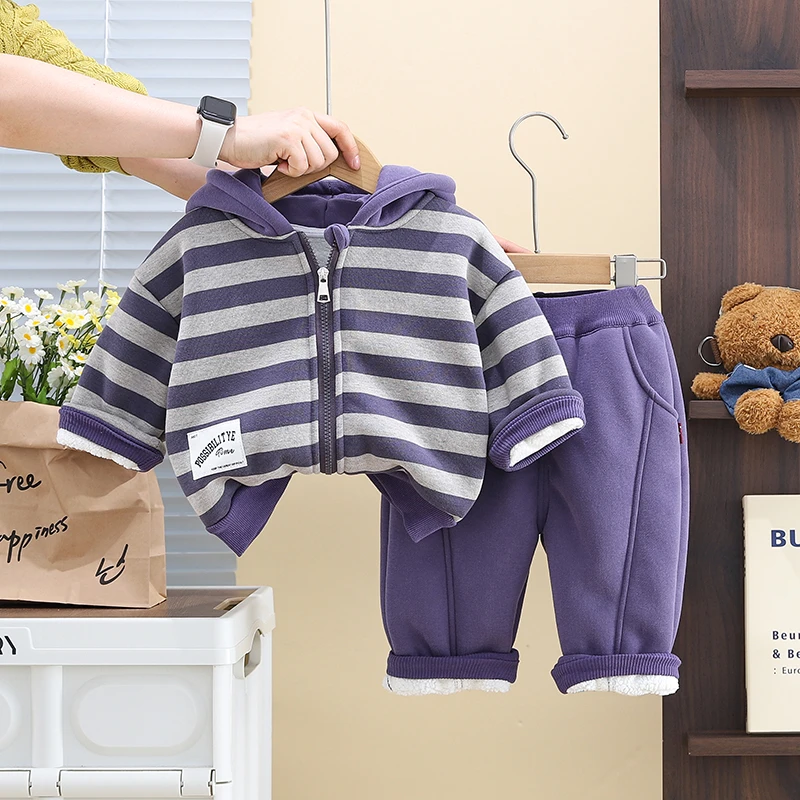 男童秋冬套装婴儿童装冬季保暖洋气男宝宝冬装加绒加厚外穿两件套