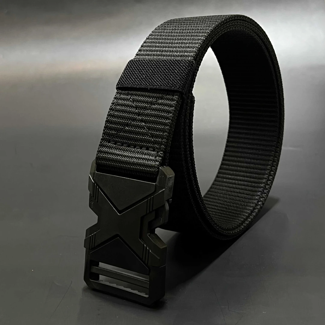 户外塑料自动快脱战术腰带松紧军训帆布皮带作训加长裤带腰带男款