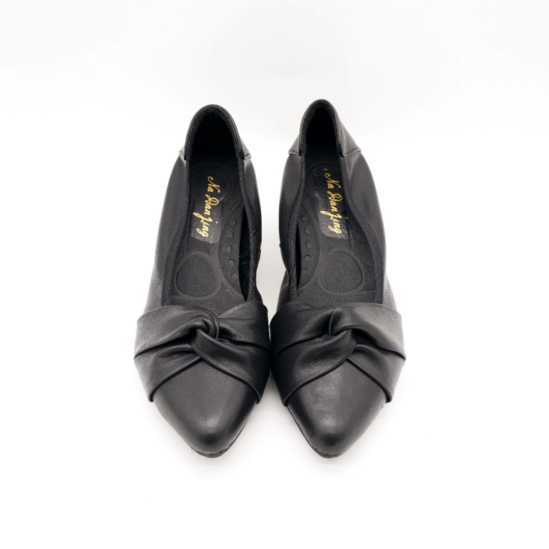 娜丹静原创轻奢大码女装舒适中跟百搭气质浅口粗跟春季单鞋10068