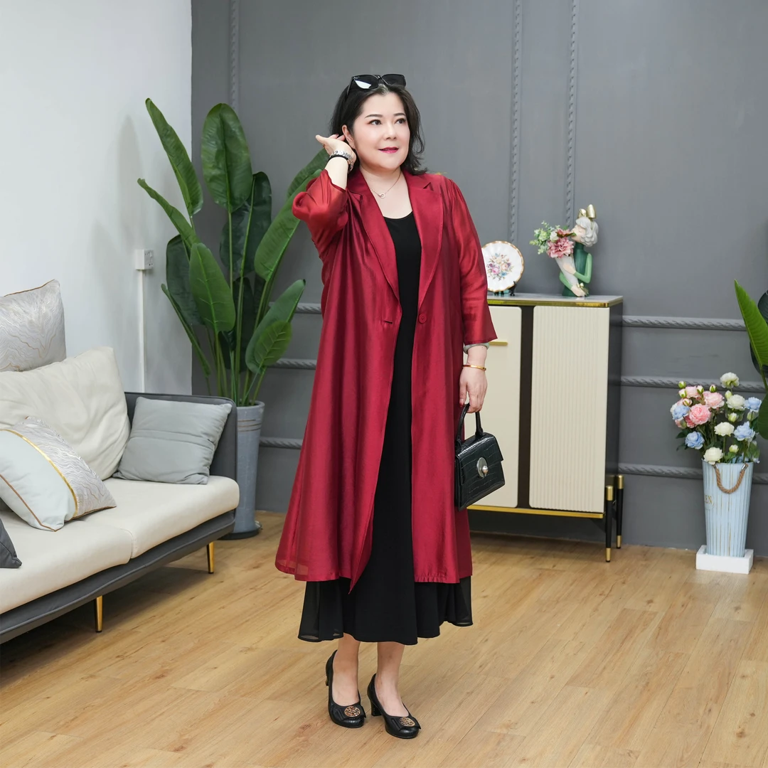 娜丹静原创轻奢大码女装气质显瘦设计师收腰女士优雅风衣LT23279