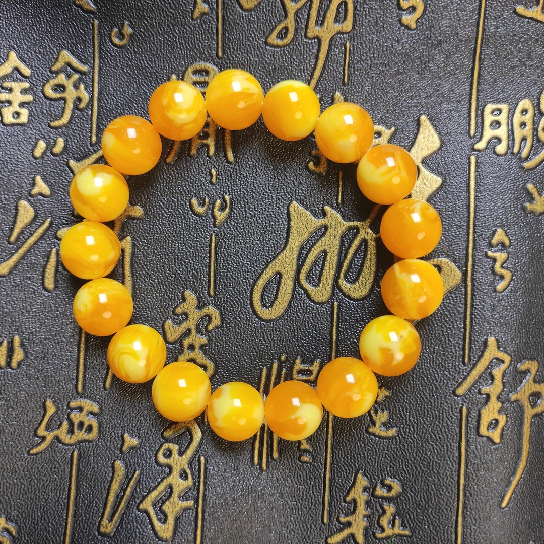 老蜡虎皮纹圆珠单圈手串（12mm）l001时尚饰品