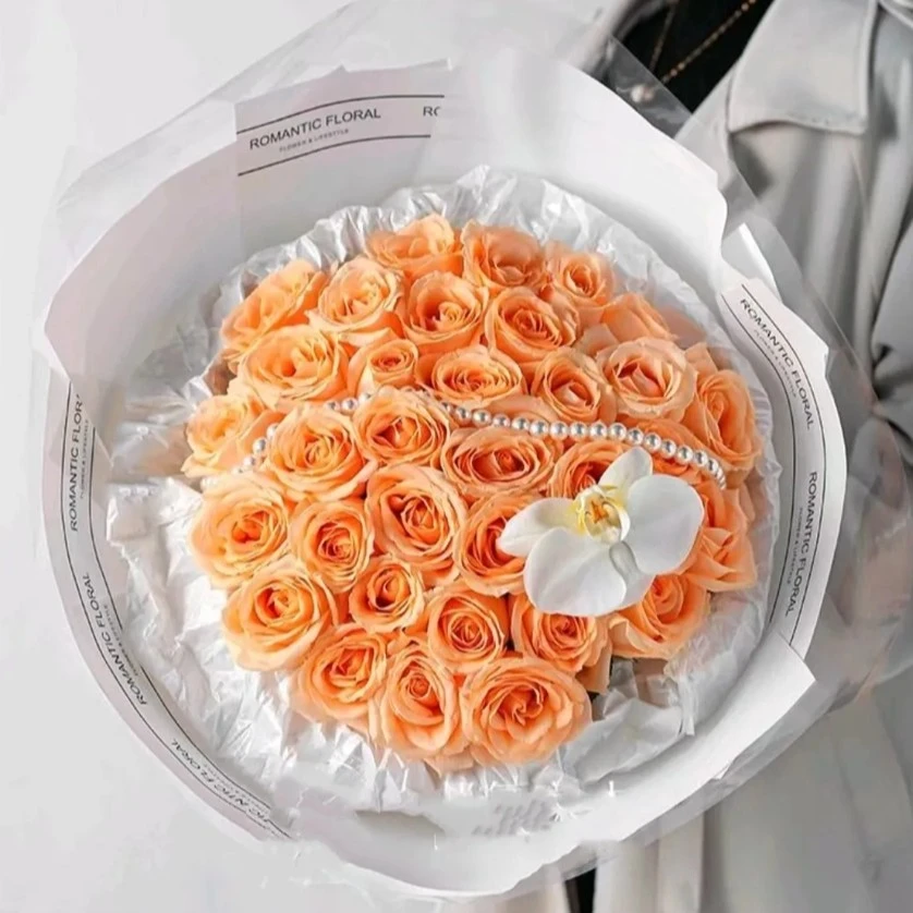 【同城配送】【花香之梦】33朵香槟玫瑰蝴蝶兰表白生日礼物花店送花上门送女朋友送闺蜜