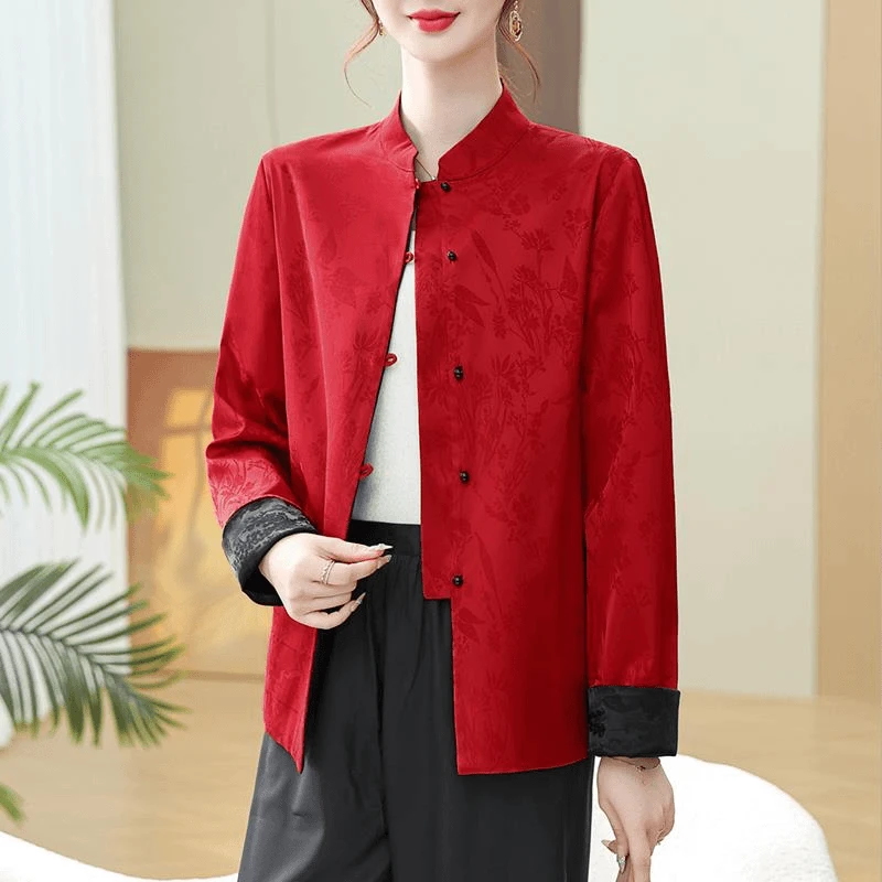 中老年女装秋季2024新款洋气双面穿国风上衣中年妈妈春秋短款外套