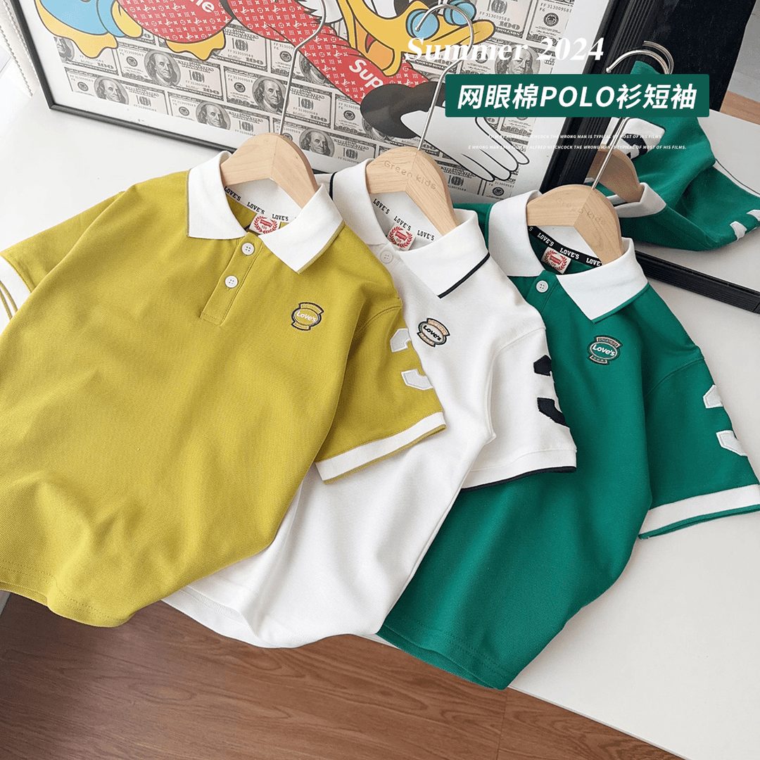 中大童夏季polo衫短袖时尚百搭款网眼棉透气翻领T恤韩版简约24228