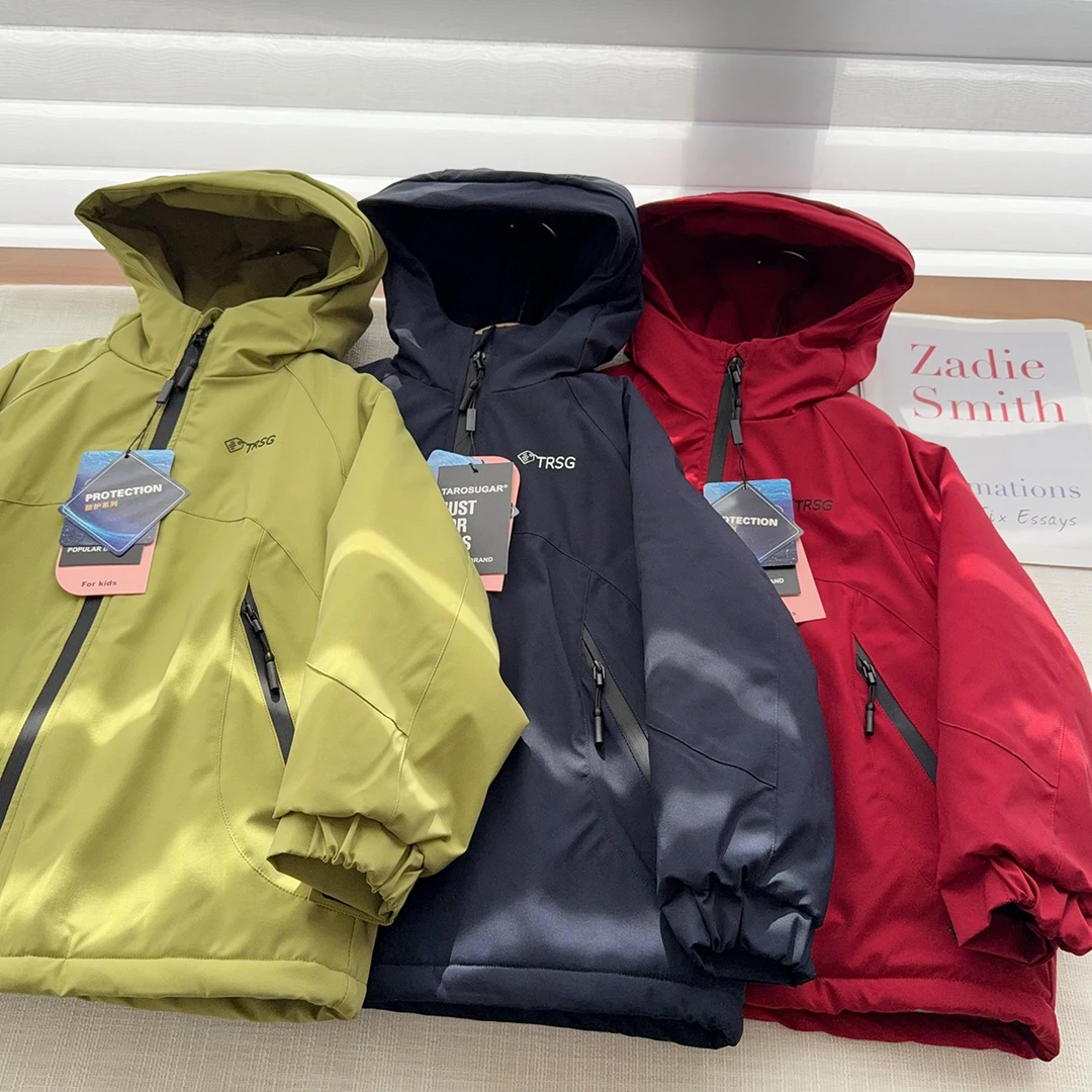 中大童冲锋衣外套防风加厚洋气连帽款棉服加厚夹克潮24650男宝