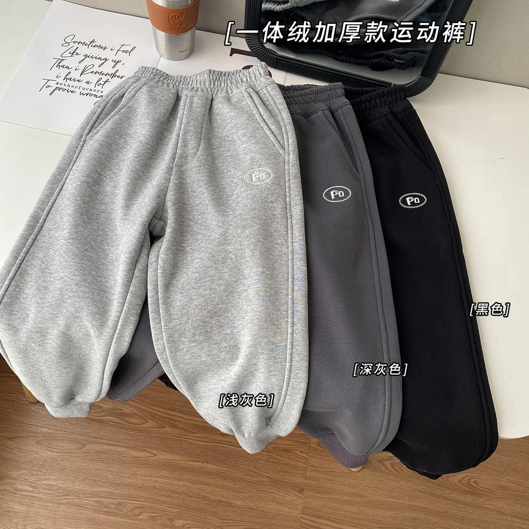 中大童简约高品质加绒休闲裤时尚百搭款加厚儿童冬款长裤23481