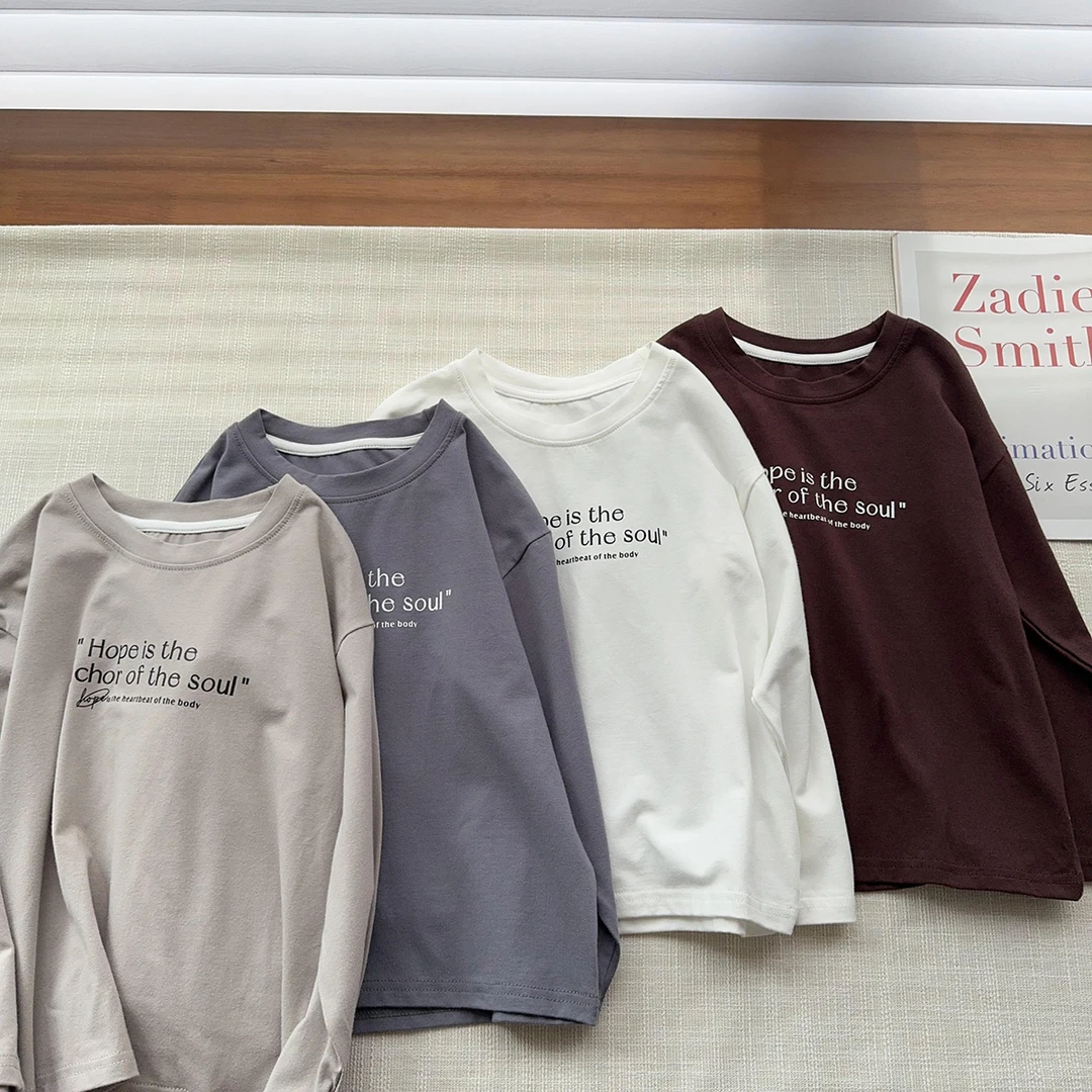 中大童春秋款打底衫T恤时尚百搭款棉质圆领打底24350