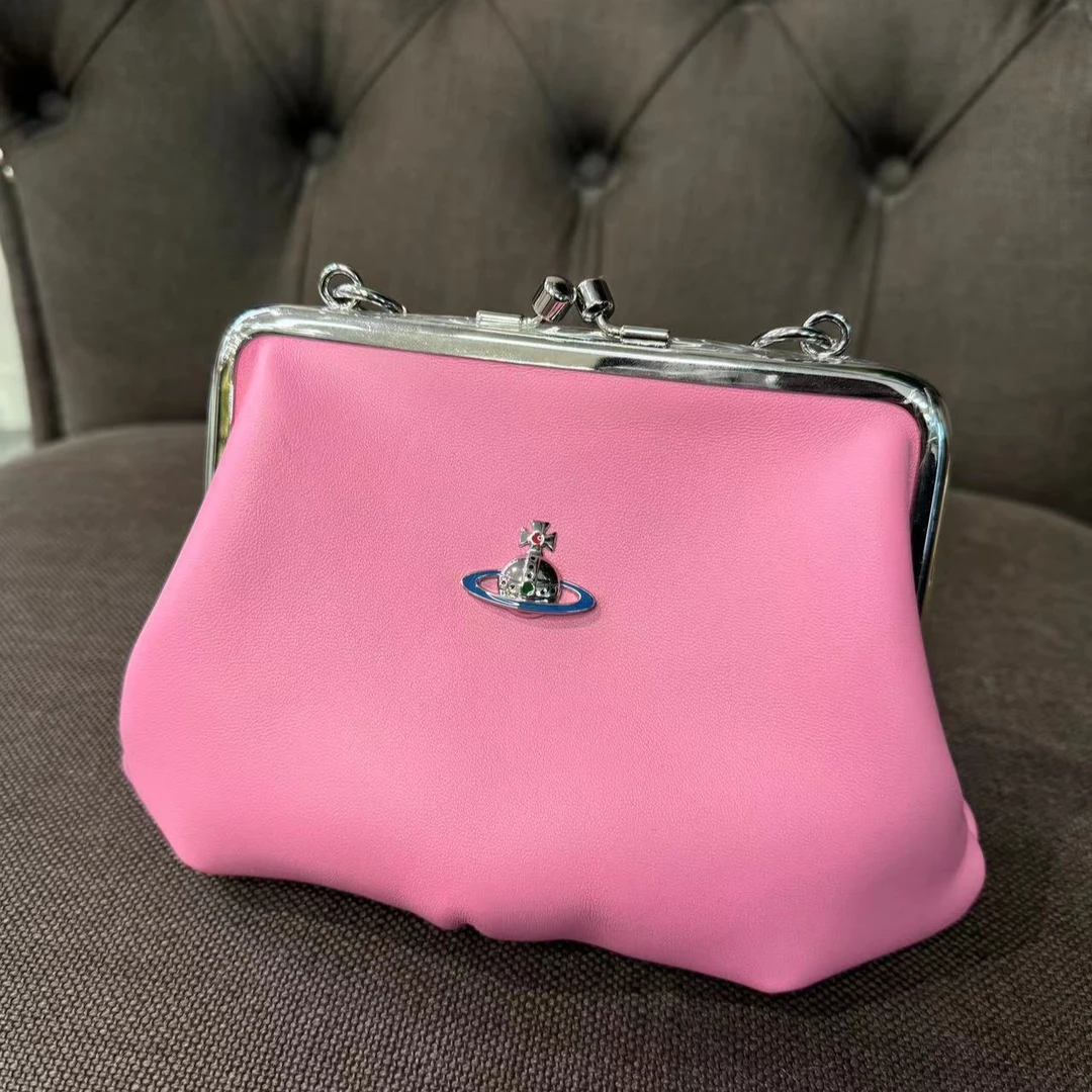 Vivienne Westwood经典粉色小羊皮饺子包FF1714