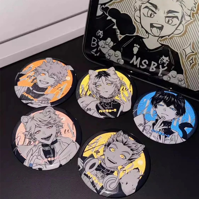 【新品】排球少年动漫周边反光吧唧日向及川彻影山研磨木兔双闪徽章