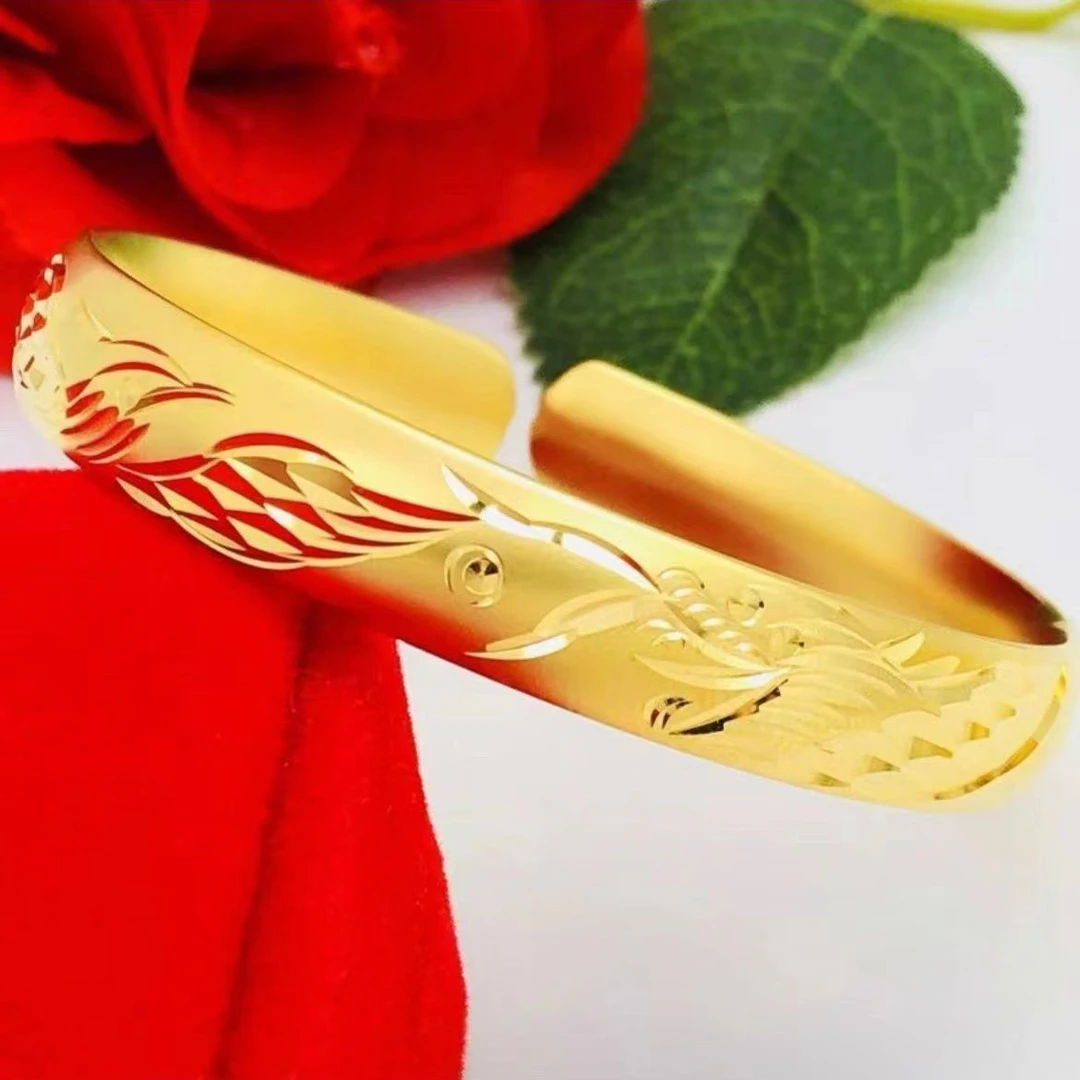 铜合金手镯 龙凤呈祥开口手镯 富贵大气经典百搭款