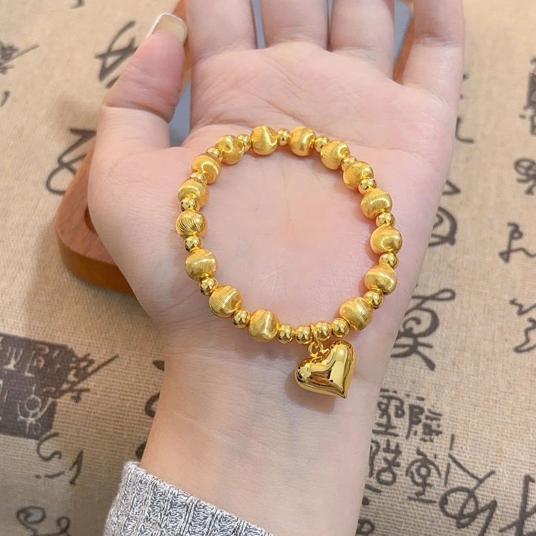 铜合金手链 ［爱心猫眼珠手链］ 新款高级精工质感光面爱心手串