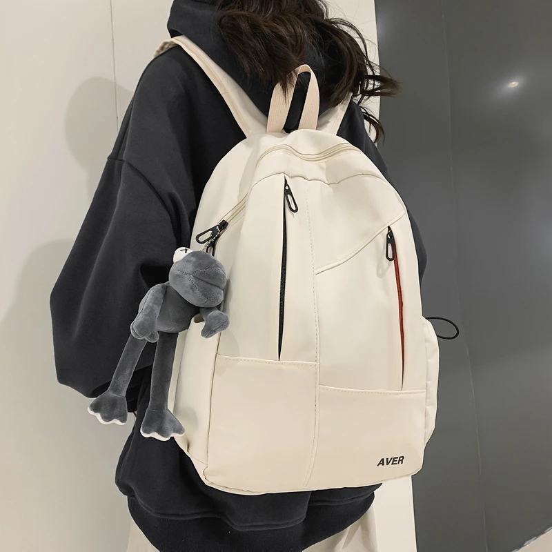 书包女新款纯色高级初高中双肩包小众设计感男生大学电脑简约背包