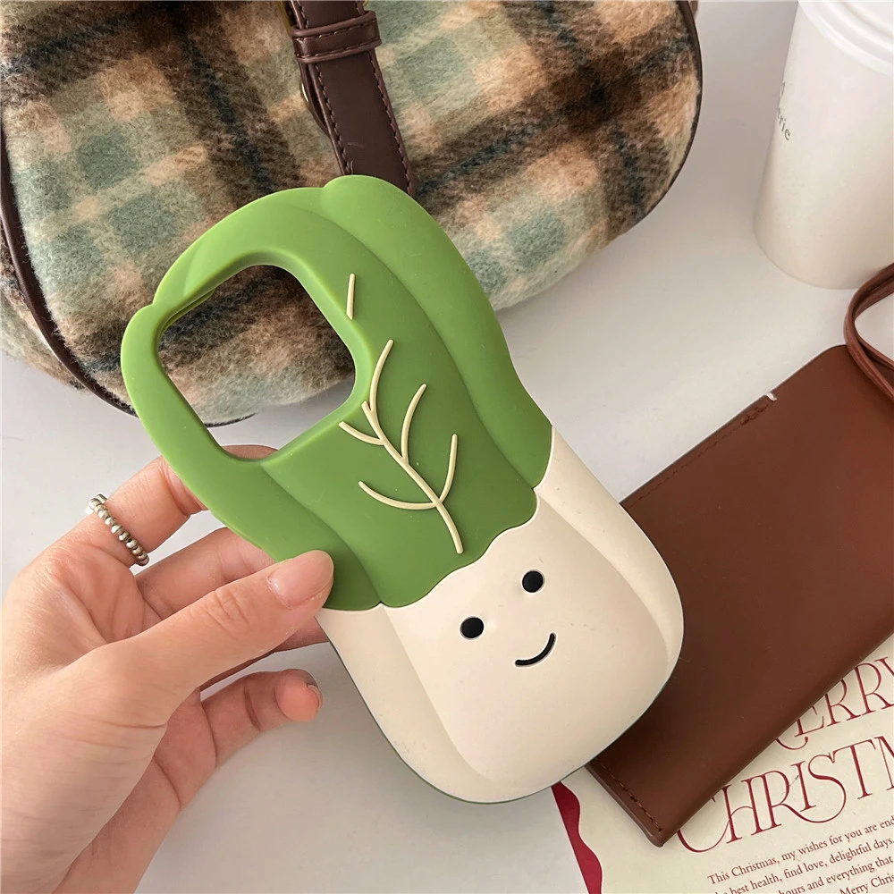 卡通白菜表情苹果手机壳适用iPhone16/15PRO硅胶软