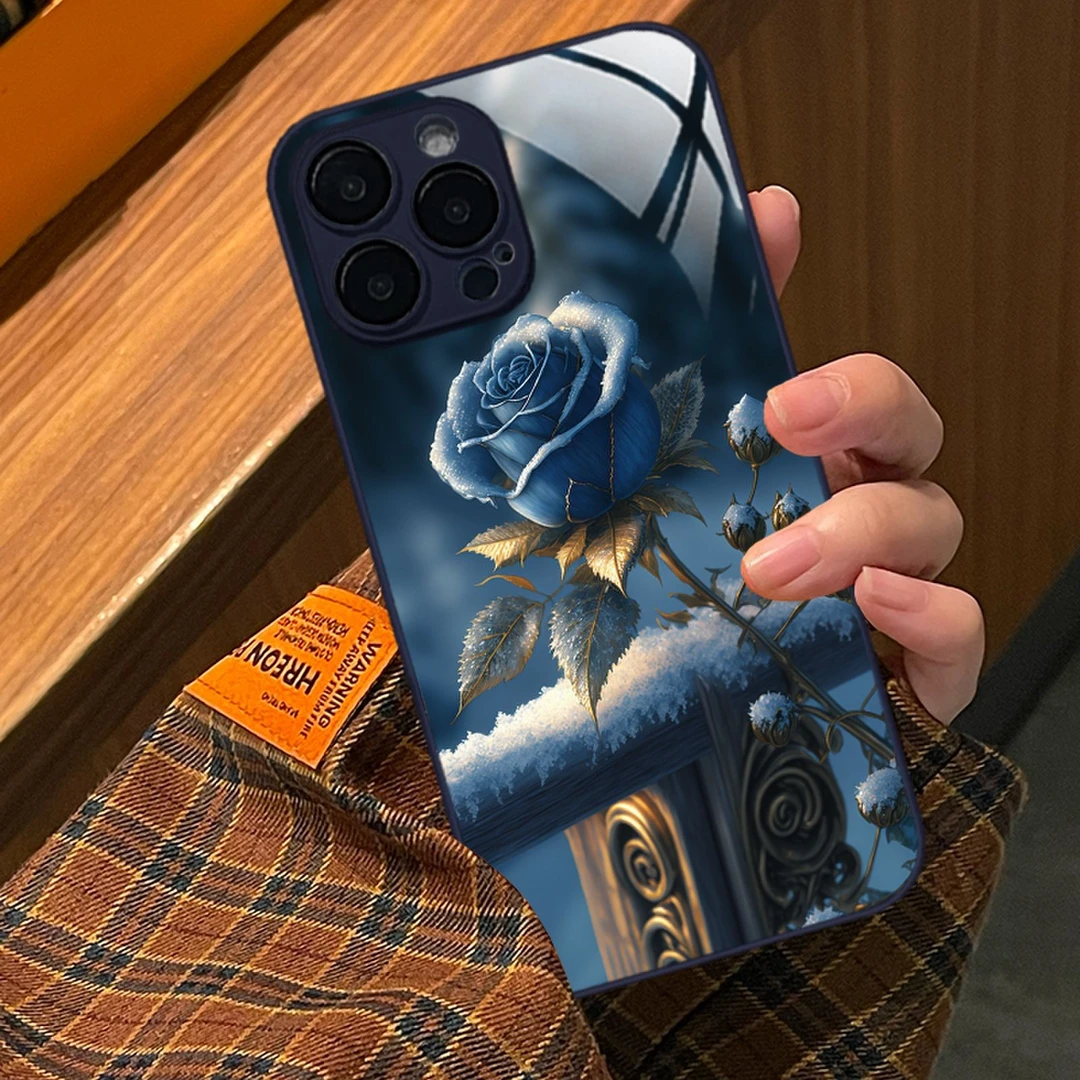 适用苹果/华为/小米/oppo/vivo雪中玫瑰高级感气质网红爆款手机壳