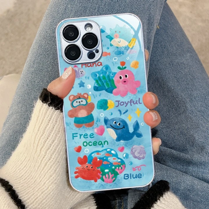 适用苹果14PROMAX/华为/小米13/oppo/vivo卡通可爱绘画创意手机壳