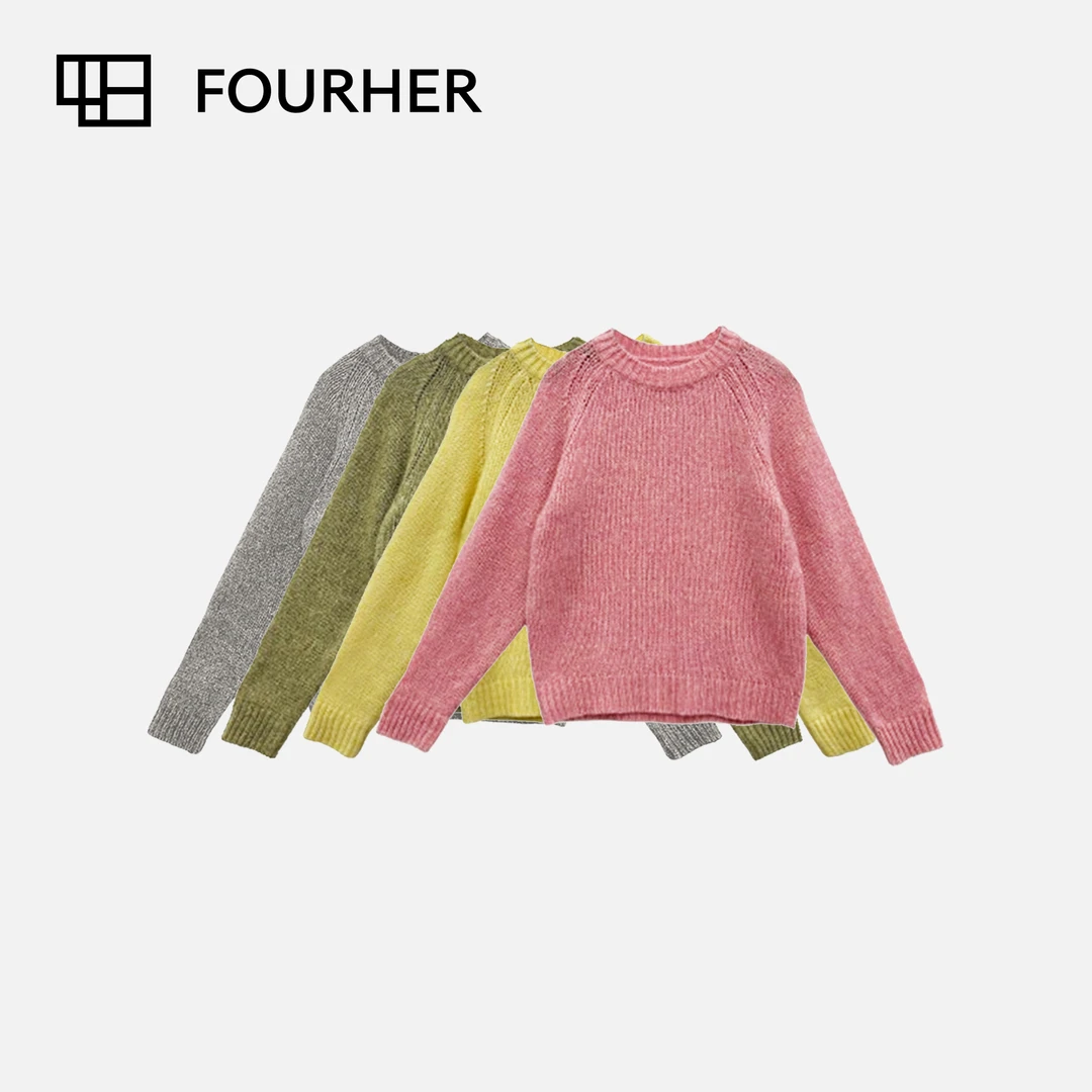 FOURHER 暮冬芝华士 复古点子纱 插肩袖套头针织衫