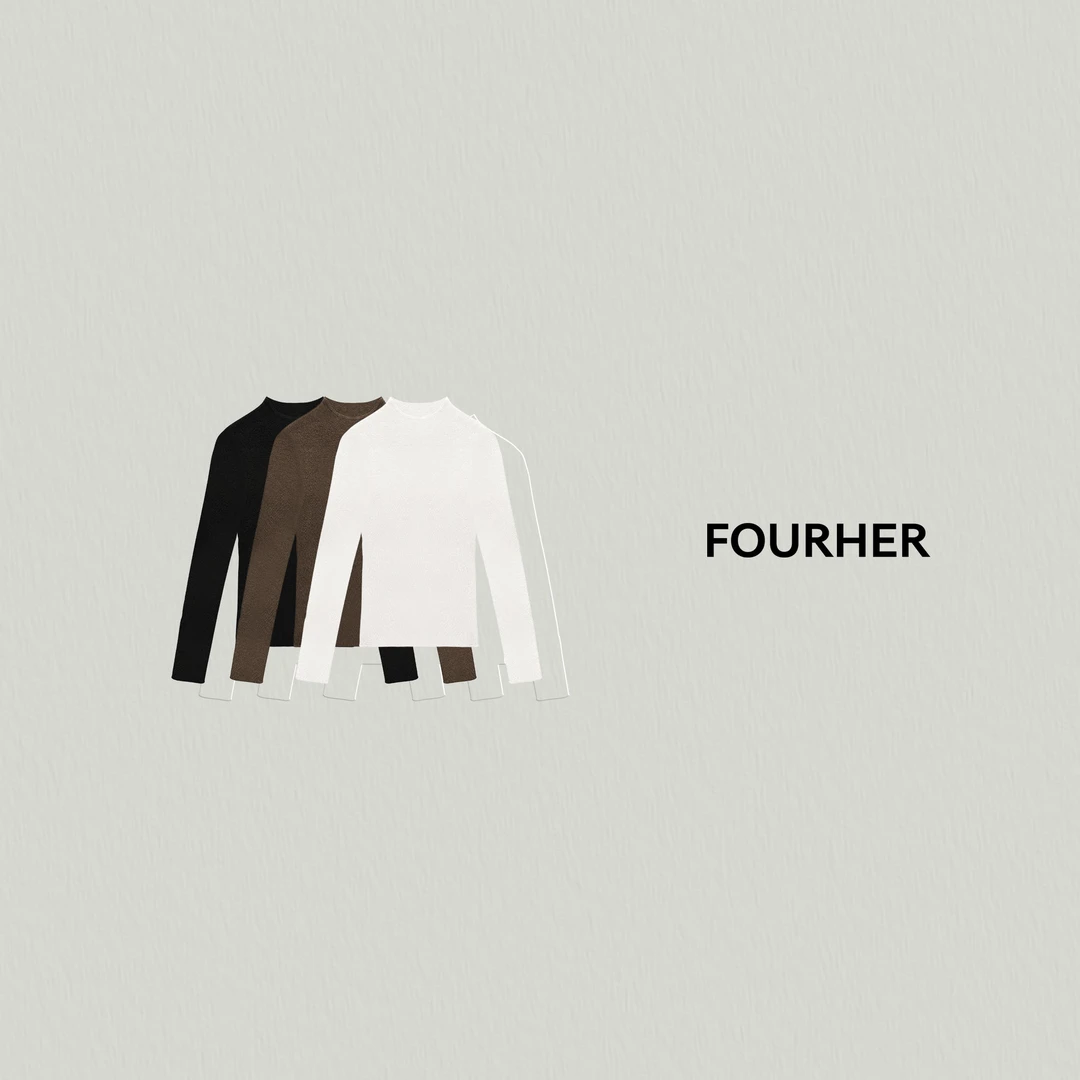 FOURHER 柔软入骨 岛精系列 18针无缝一体丝毛绒半高领打底衫