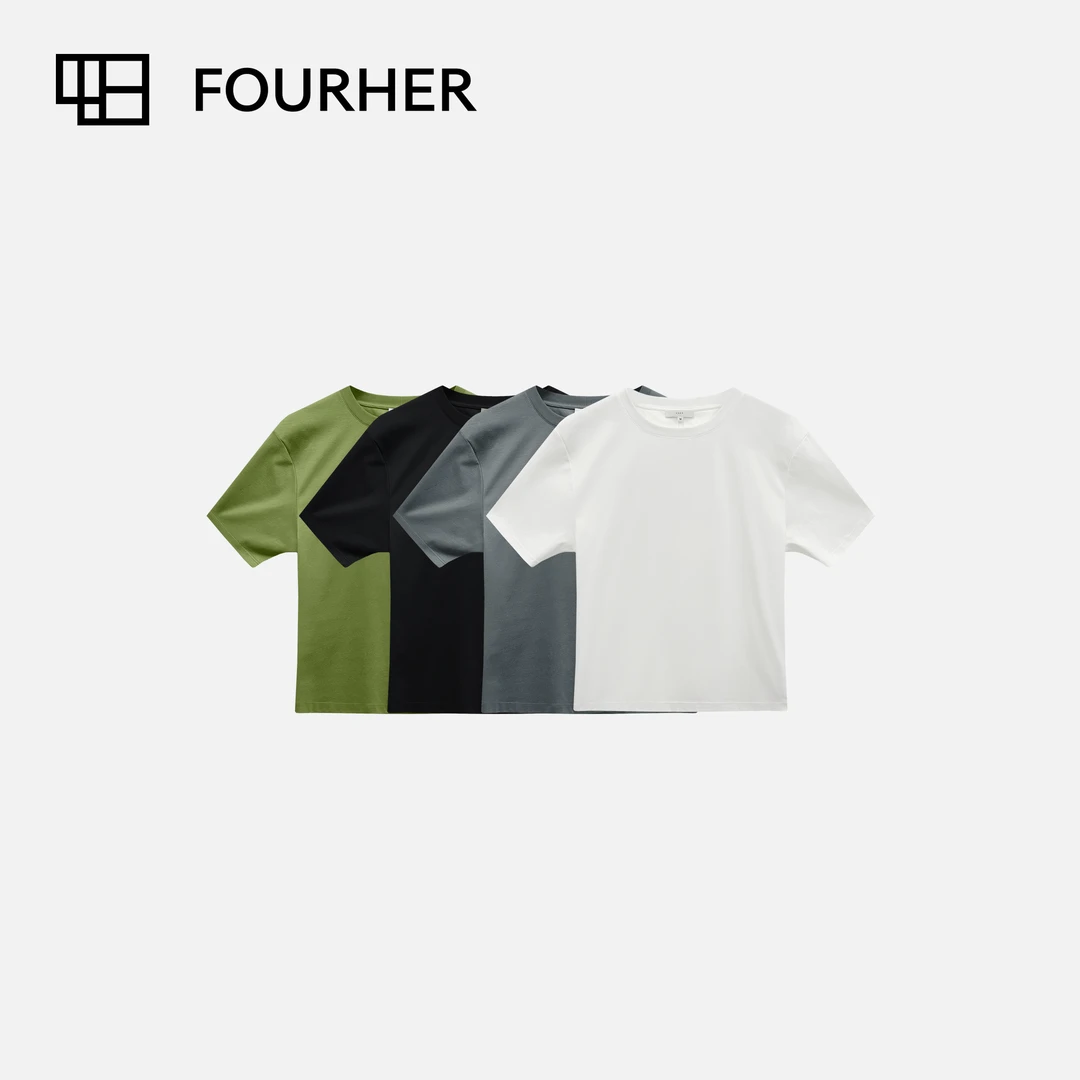 FOURHER 版正王簰 琎口兰精莫代尔 丝光棉黄金美背线短袖TEE内搭