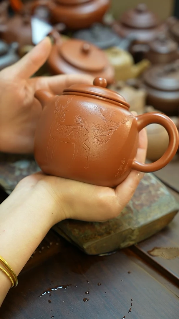 【闪购商品】紫砂茶壶朱泥-小袍樽一路有你