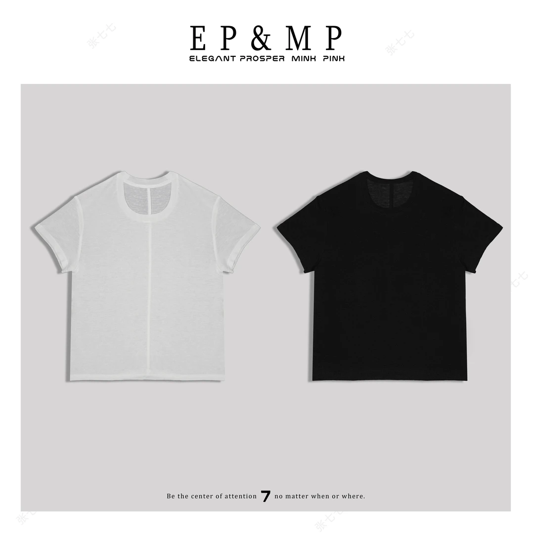 【胡洛一】“晨曦微醺”夏季简约休闲弹力T恤