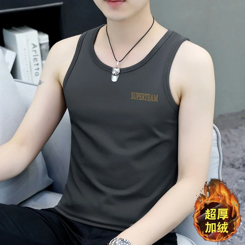 加绒马甲背心防寒保暖内搭2025秋冬男士修身打底加厚无袖上衣休闲
