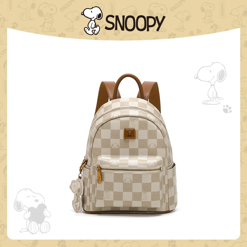 【妮可专属】Snoopy/史努比时尚简约棋盘格大容量双肩包