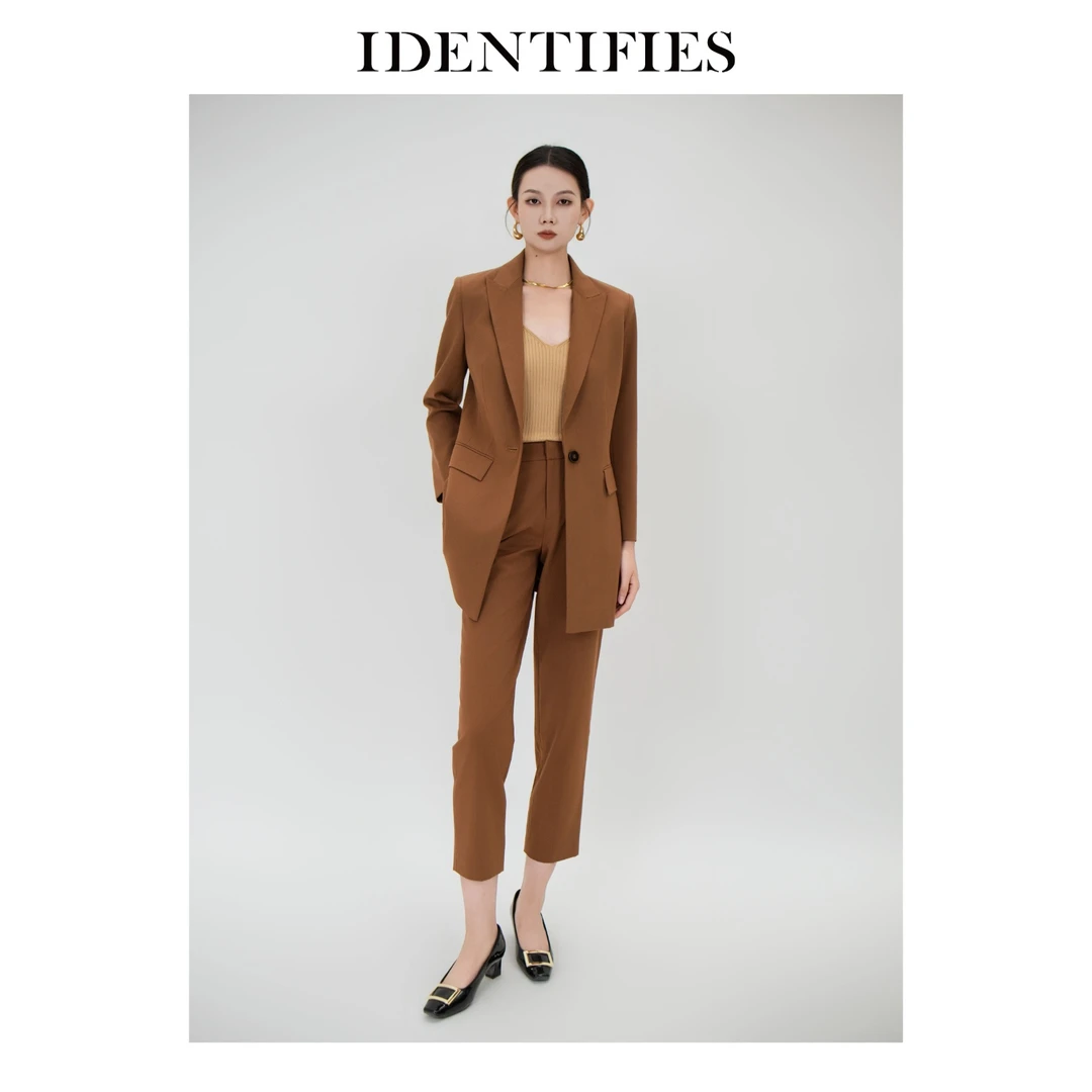IDENTIFIES/易缔媤西装裤气质时尚复古宽松修身职业通勤DE13090