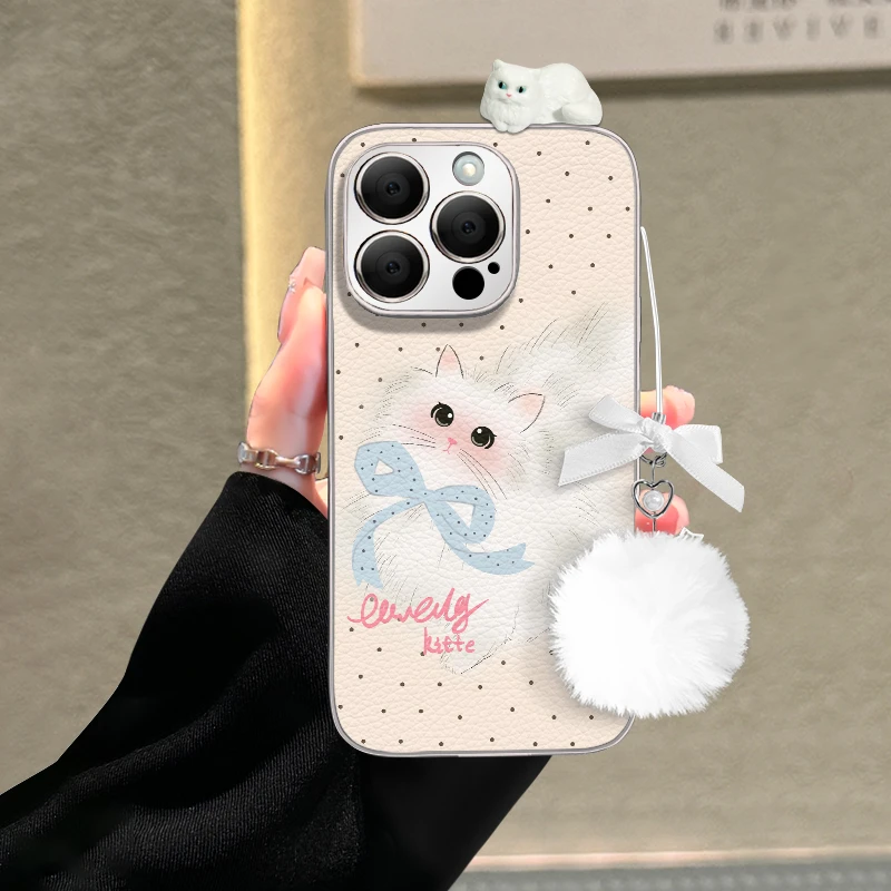 适用于苹果16华为OPPO小米VIVO个性时尚金属漆小羊皮手机壳HA0356