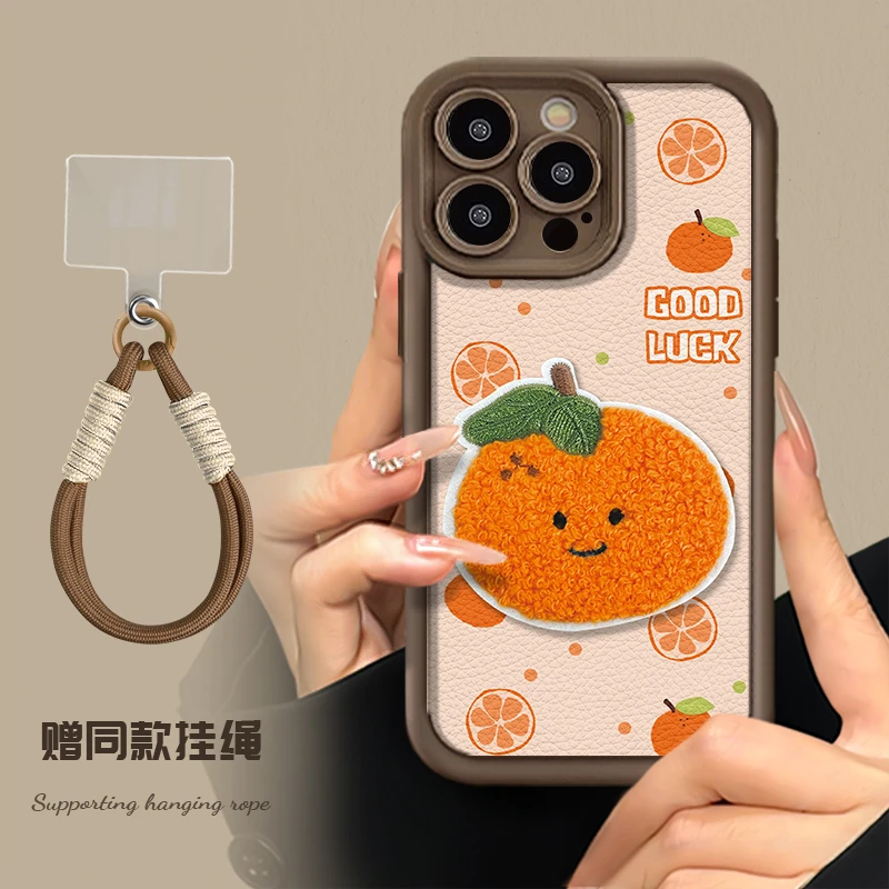 适用于苹果16华为OPPO小米VIVO高颜值柿子皮纹LJ阶梯手机壳AA0351