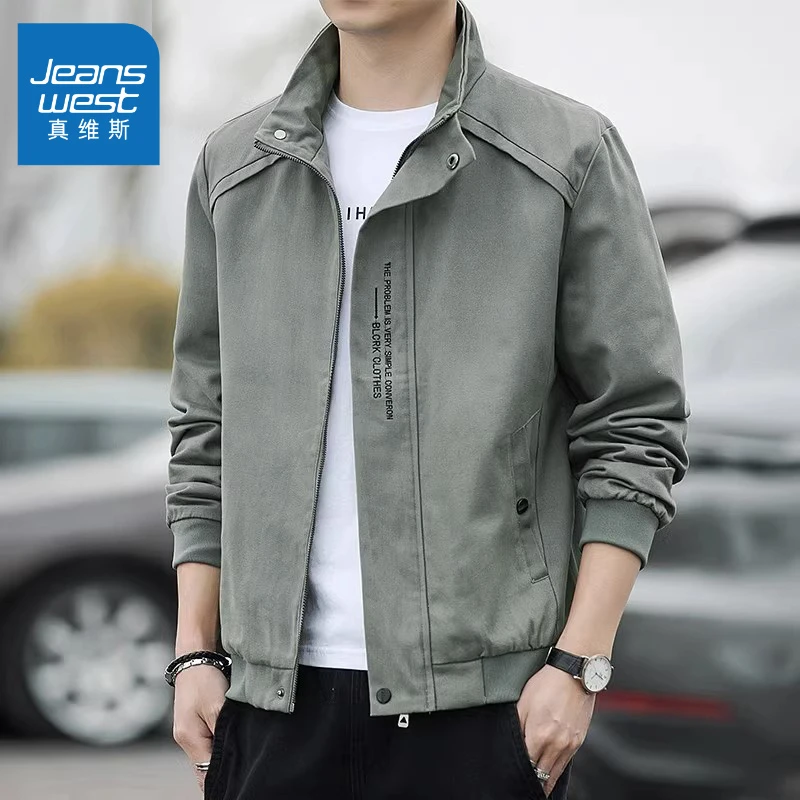 真维斯2025新款日系复古水洗休闲宽松防风立领夹克外套男时尚潮流