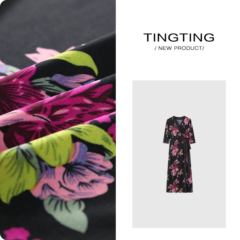 【紫气东来】长款女装连衣裙显瘦时尚印花WT908