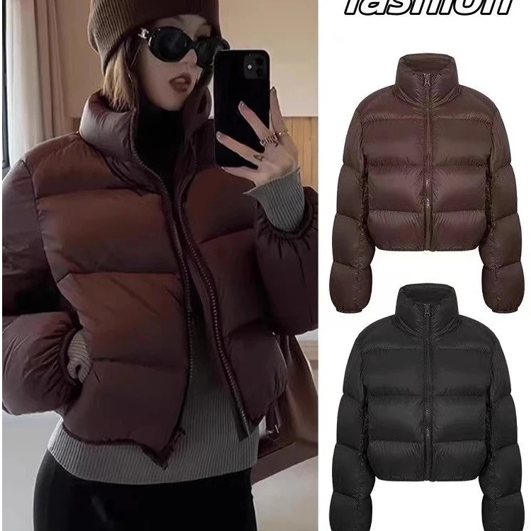 美式90白鸭绒肯豆女冬季美拉德休闲加厚短款可爱泡芙Y731