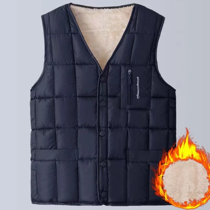 中老年加绒马甲男士爸爸内里保暖加绒马夹棉加厚款内外穿加肥加大