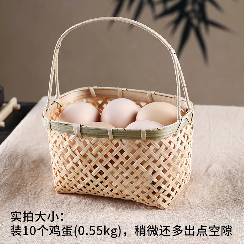 竹编镂空提篮迷你复古果篮茶室收纳竹篮摆件鸡蛋篮子竹制品装饰篮