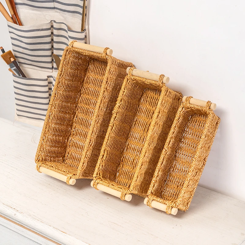 仿藤编浴室洗漱用品收纳筐客厅零食梳妆台护肤品收纳盒玩具钥匙篮