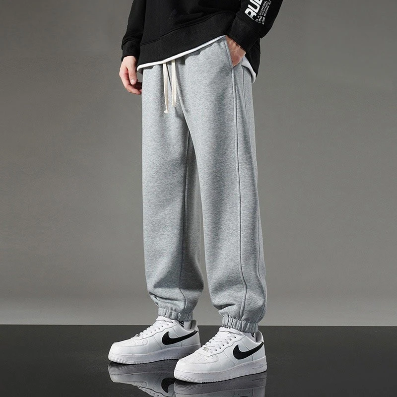 春秋款棉质宽松运动休闲裤束脚裤百搭冬季加绒显腿长韩版加厚百搭