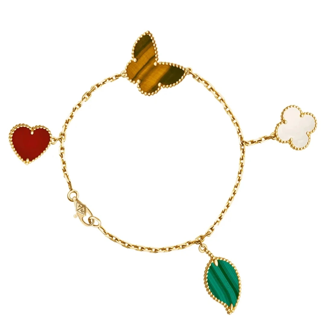 99新 梵克雅宝 Alhambra系列  LUCK  蝴蝶爱心 四叶草手链